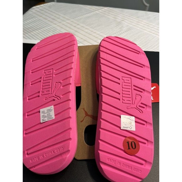 NWT - PUMA Slides Flip Flop Cool Cat Pink Sport Sandals Women’s 10 - Picture 3 of 4